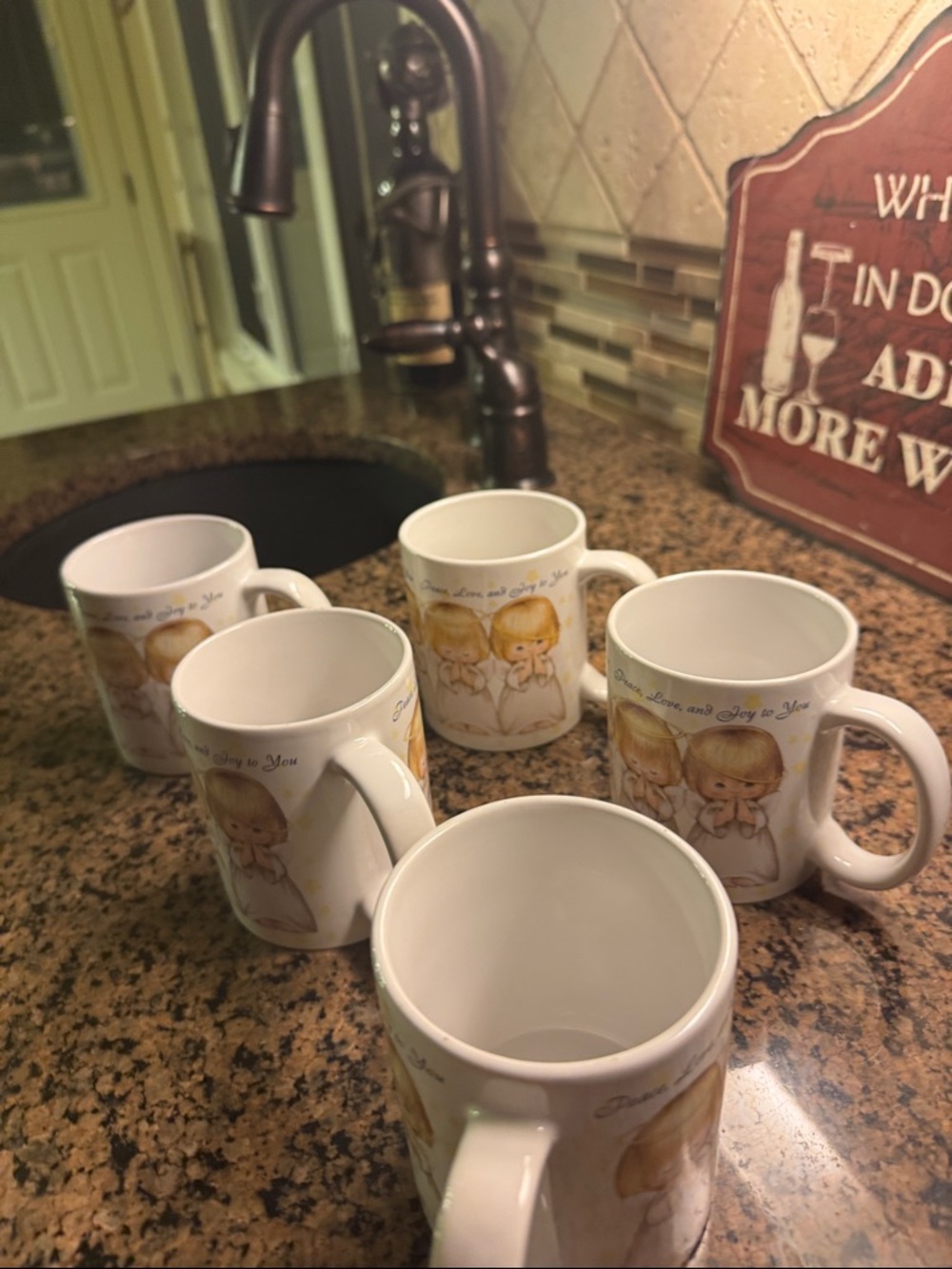 Precious Moments Angel Ceramic Mug  - White with Cream and Tan Accents - Picture 2 of 5